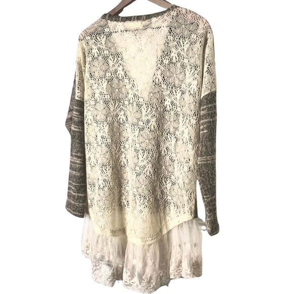 Anthropologie A’Reve Cottagecore Fairycore Ethereal Neutral Gauzy Lace Cardigan - Picture 7 of 14